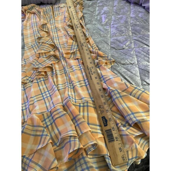 Michael Kors Women's Plaid Ruffle Dress V-Neck Sleeveless Size XXS Polyester - Picture 4 of 9